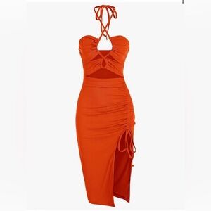 Orange Halter Dress with cutouts